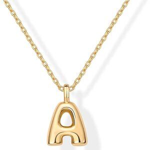 14K Gold Plated Initial Letter Necklace for Women